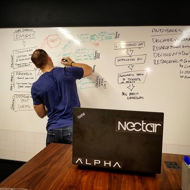 Tim Welsh working on a whiteboard