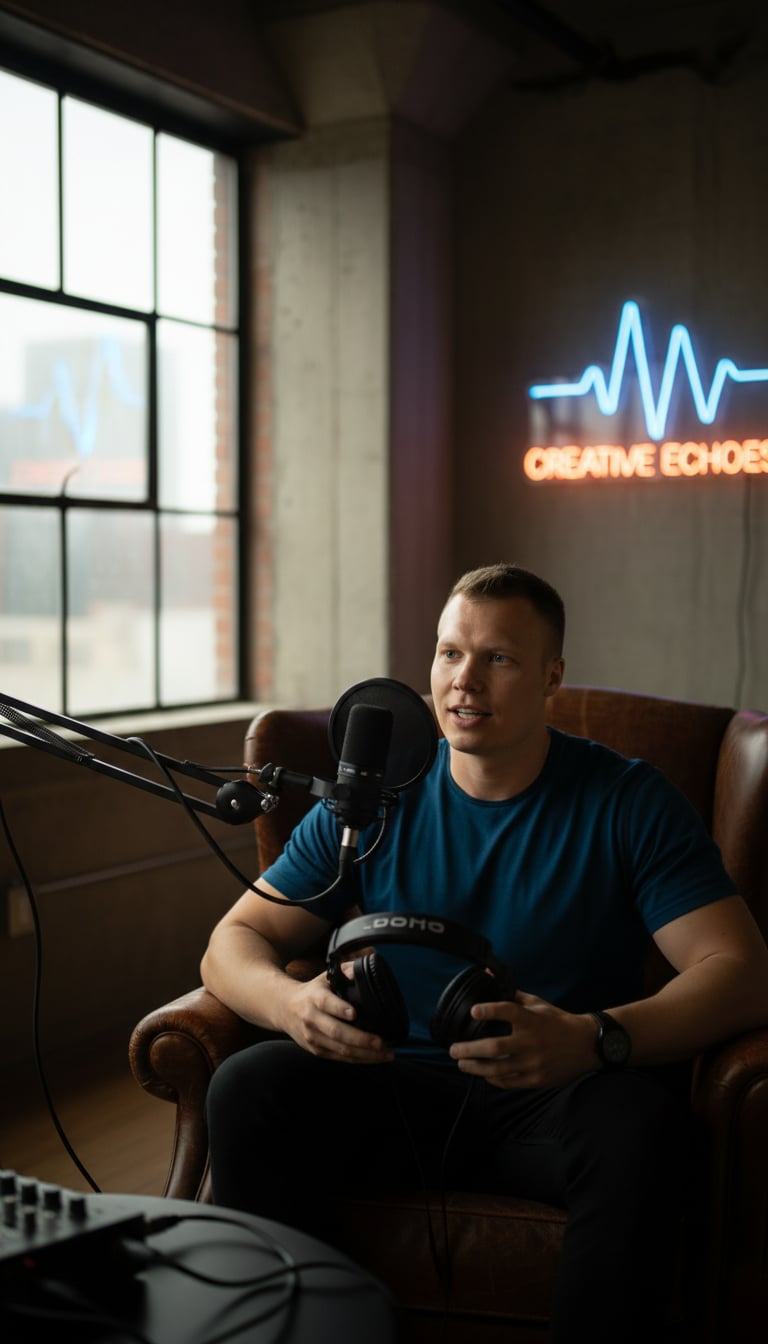 tim welsh at cozy podcast studio