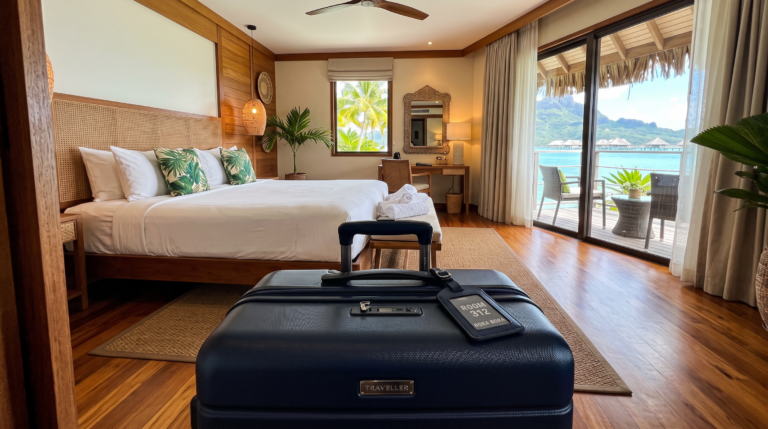 Tropical Hotel with Suitcase in Suite